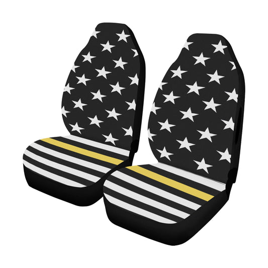 Thin Gold Line Flag Inspired Car Seat Cover Airbag Compatible(Set of 2)