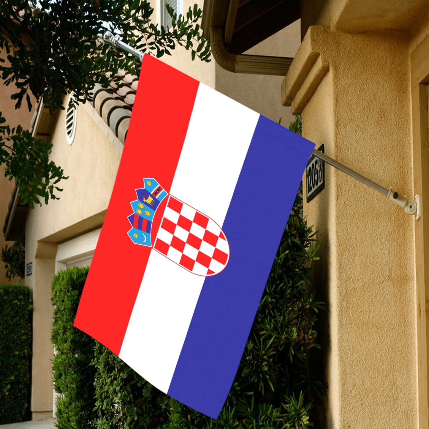 Croatian flag displayed outside house from Luv My Flag.