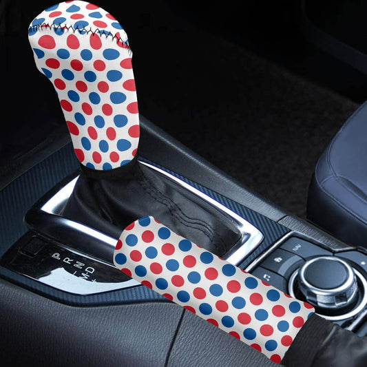 USA/American Flag Inspired Polka Dots Pattern Gear Lever Cover+Hand Brake Cover