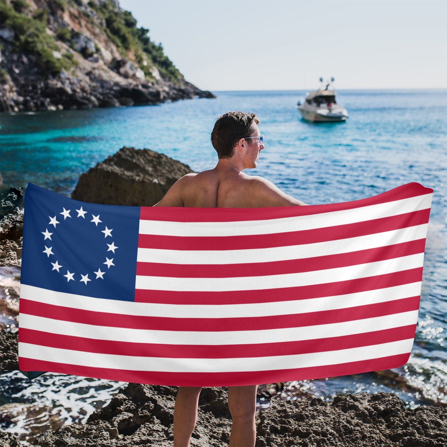 Betsy Ross Flag Beach Towel 31"x71" (Made in USA)