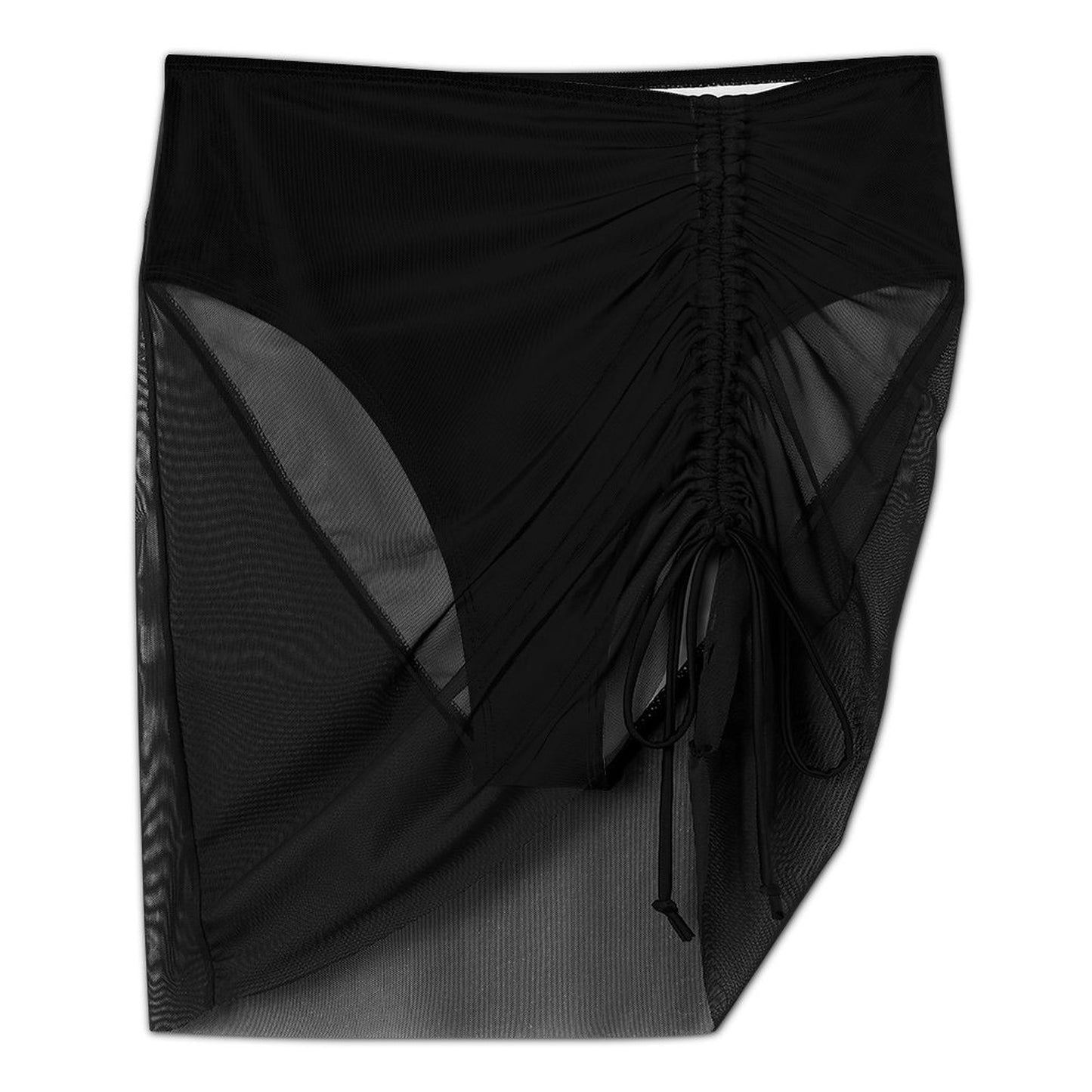 Thin Blue Line Flag Inspired Women's Mesh Drawstring Skirt and Swimsuit Set
