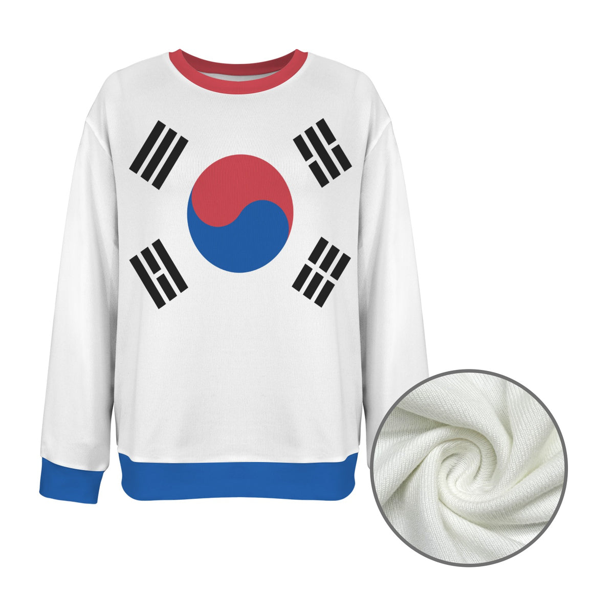 South Korea Flag Inspired Women's Crew Neck Sweater Printed in the USA