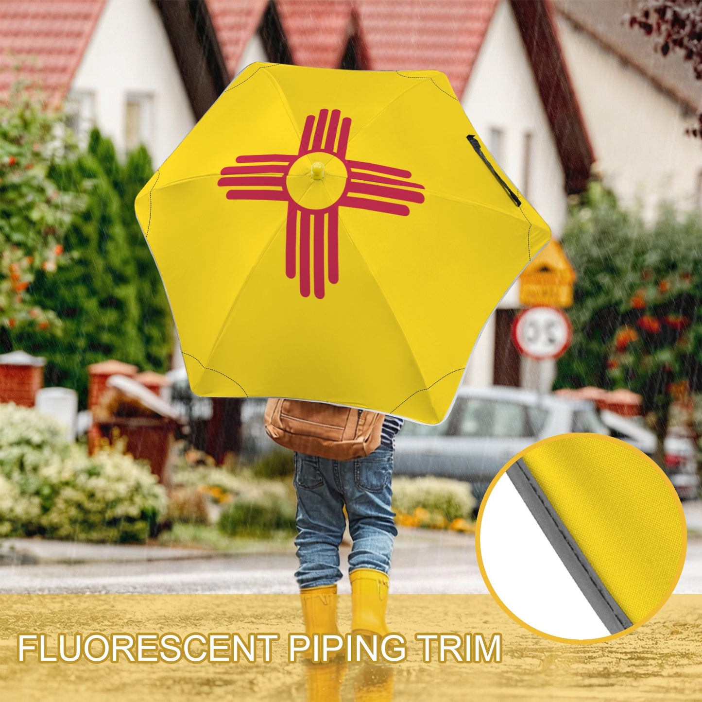New Mexico Flag Inspired Kids Safe Round Corner Umbrella