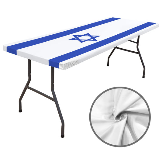 Israel Flag Inspired Custom Elastic Fitted Tablecloth 72x30 inch (Made in the USA)