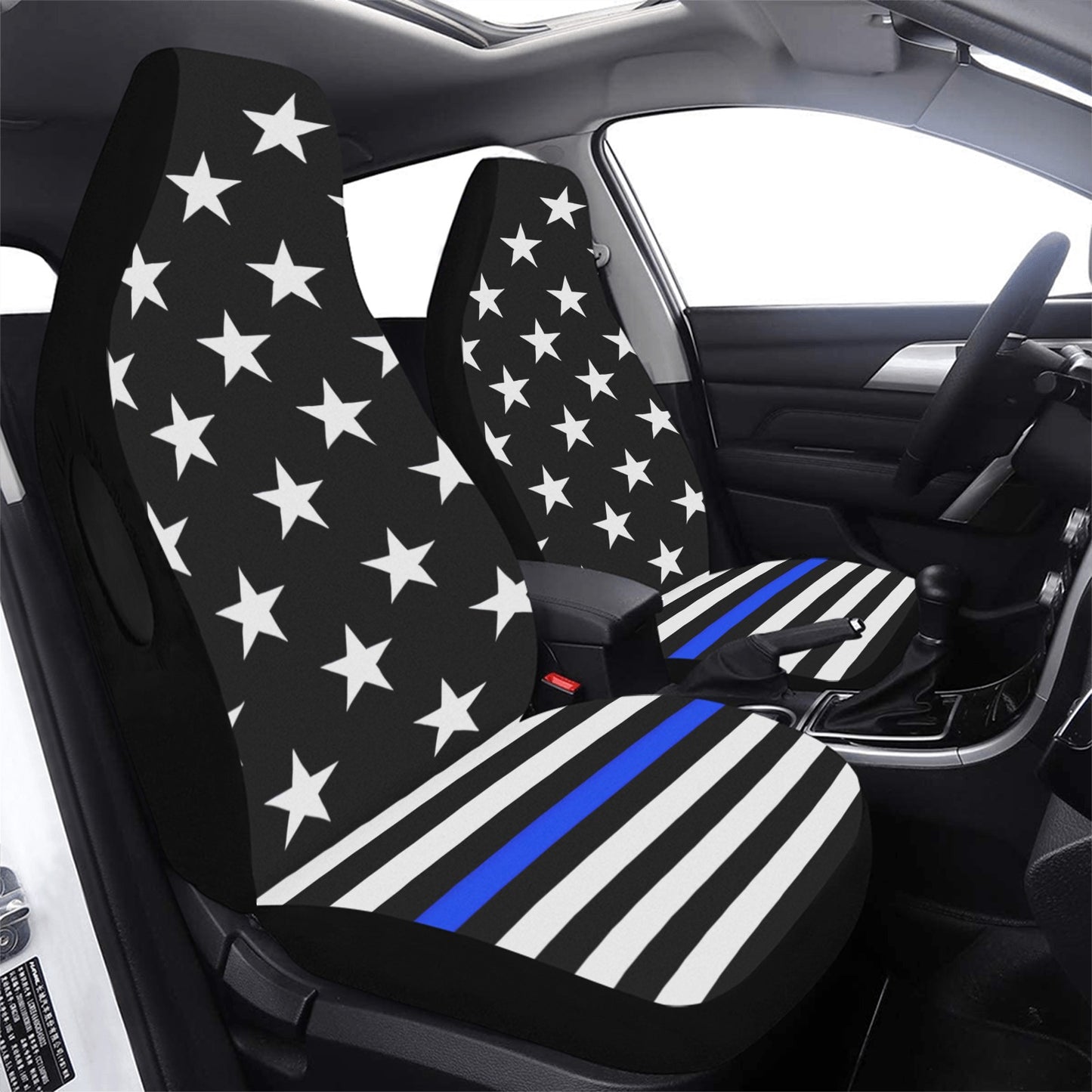 Thin Blue Line Flag Car Seat Cover Airbag Compatible(Set of 2)