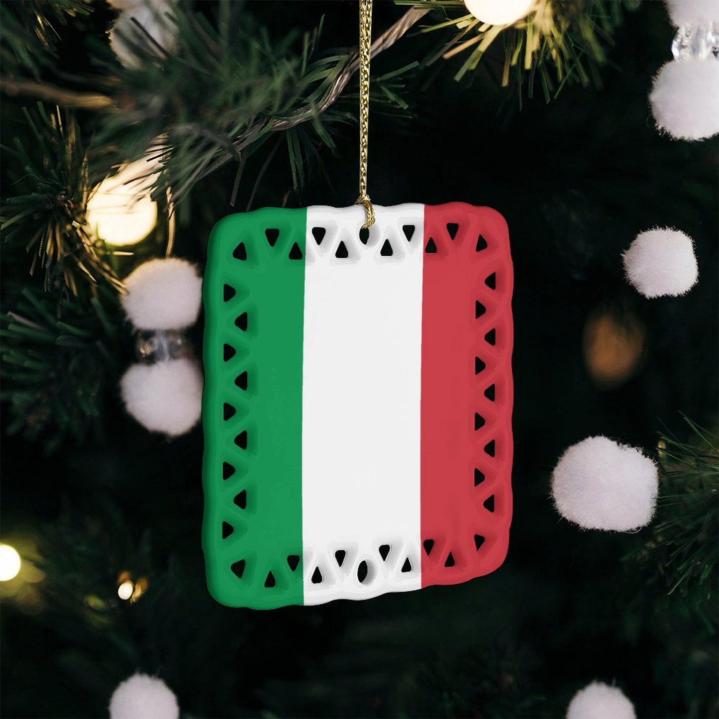 Italy Flag Inspired Square Ceramic Ornament Made in the USA