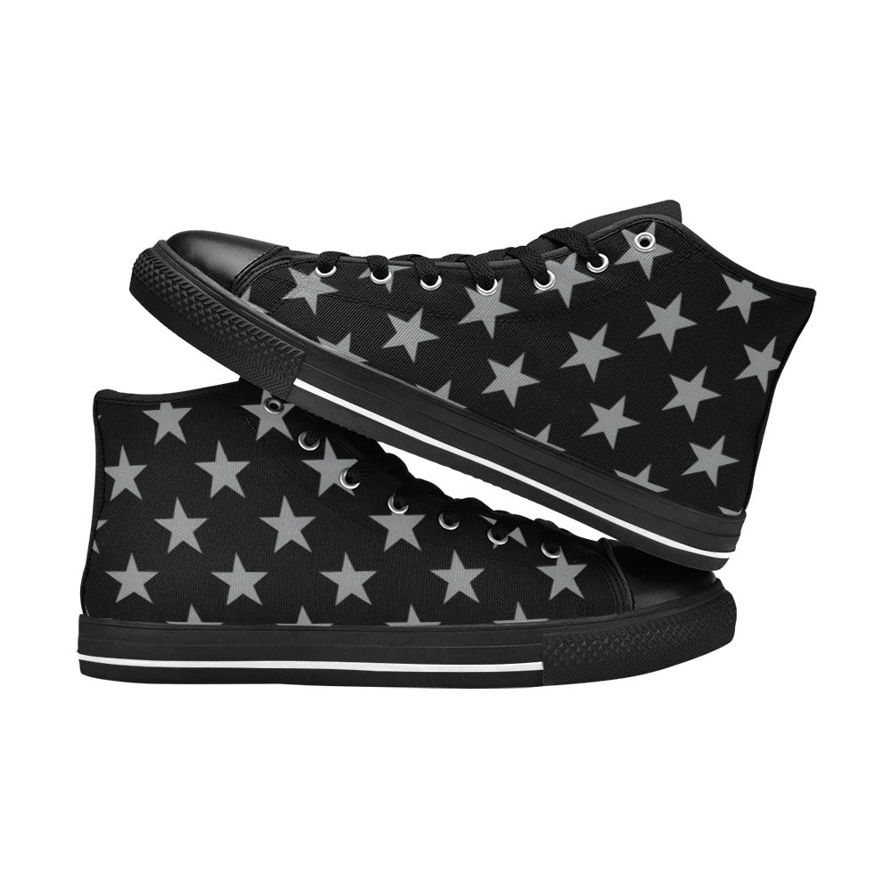 Thin Blue Line Flag Inspired Snake Kid's High Top Canvas Shoes