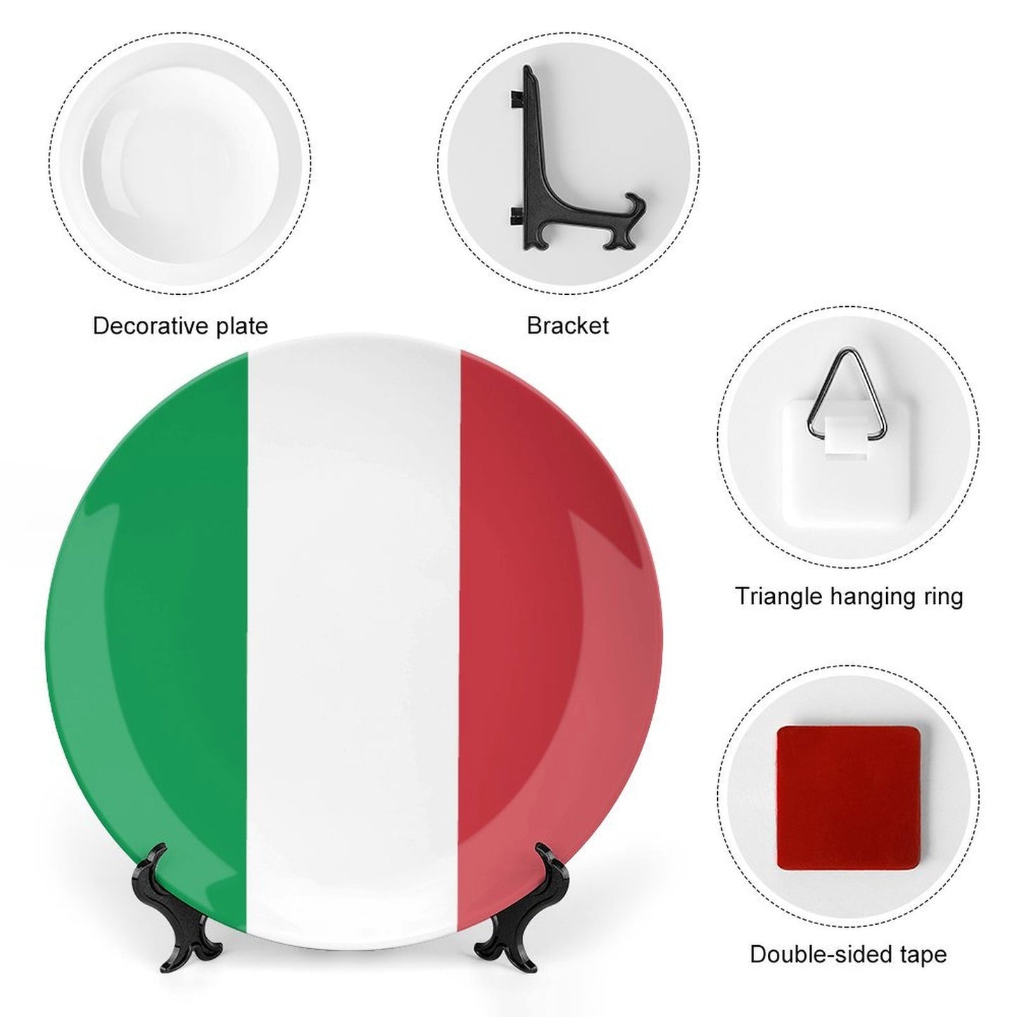 Italy Flag Inspired Bone China Decorative Plate