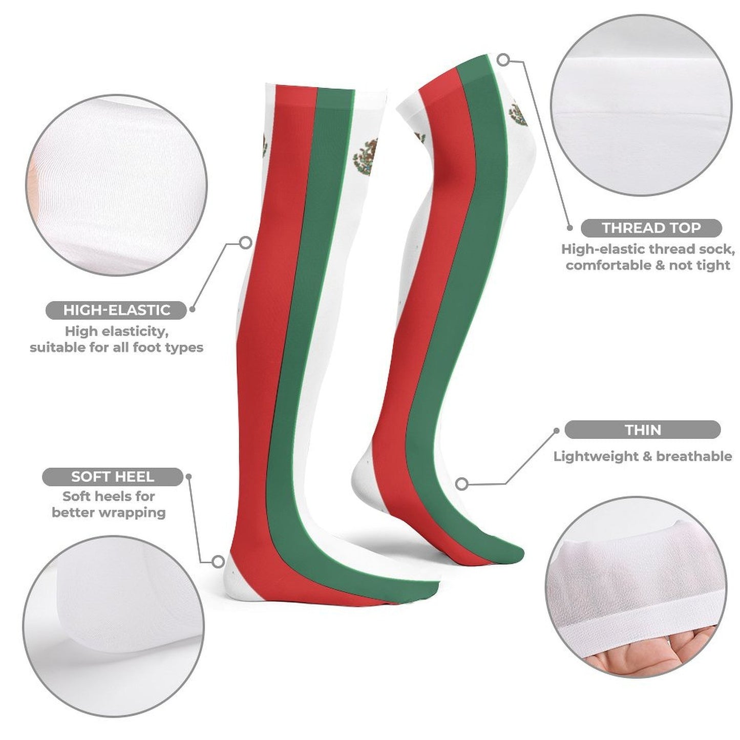 Mexico Flag Inspired Trendy Stockings (Long)