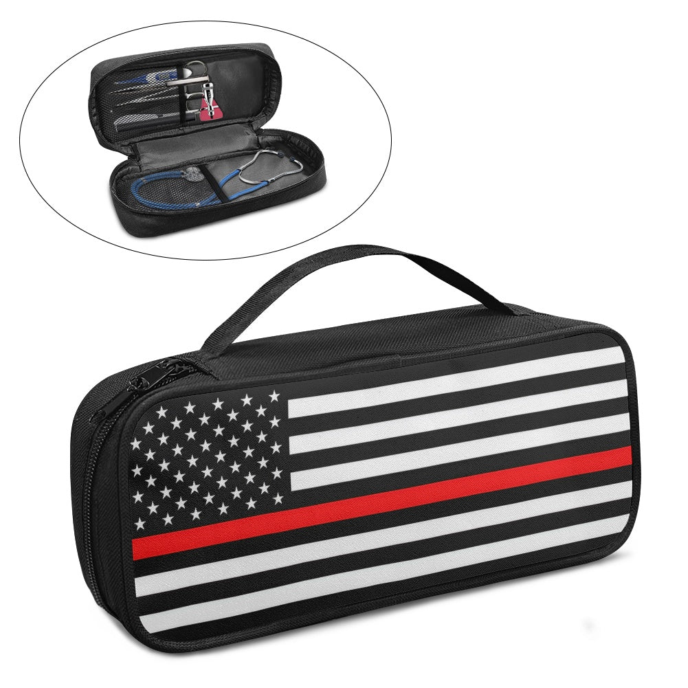 Thin Red Line Flag Inspired Stethoscope Storage Bag