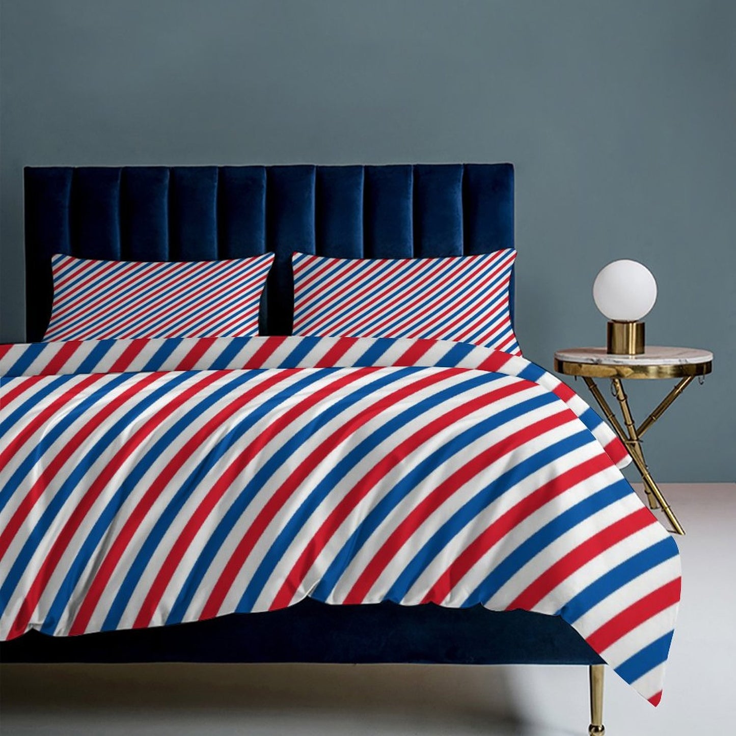 USA/American Flag Inspired Stripes Pattern 3-Piece Bedding Set (1 Duvet Cover + 2 Pillow Shams) – 102"×90"