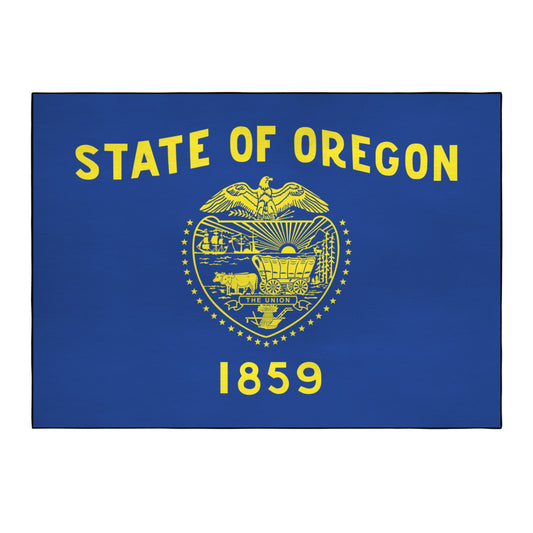 Oregon Flag Inspired 84x60 Inch Area Rug with Black Binding (Made in the USA)