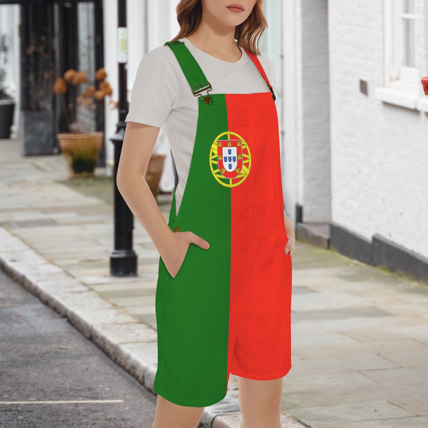 Portugal Flag Inspired Unisex Suspender Jumpsuit