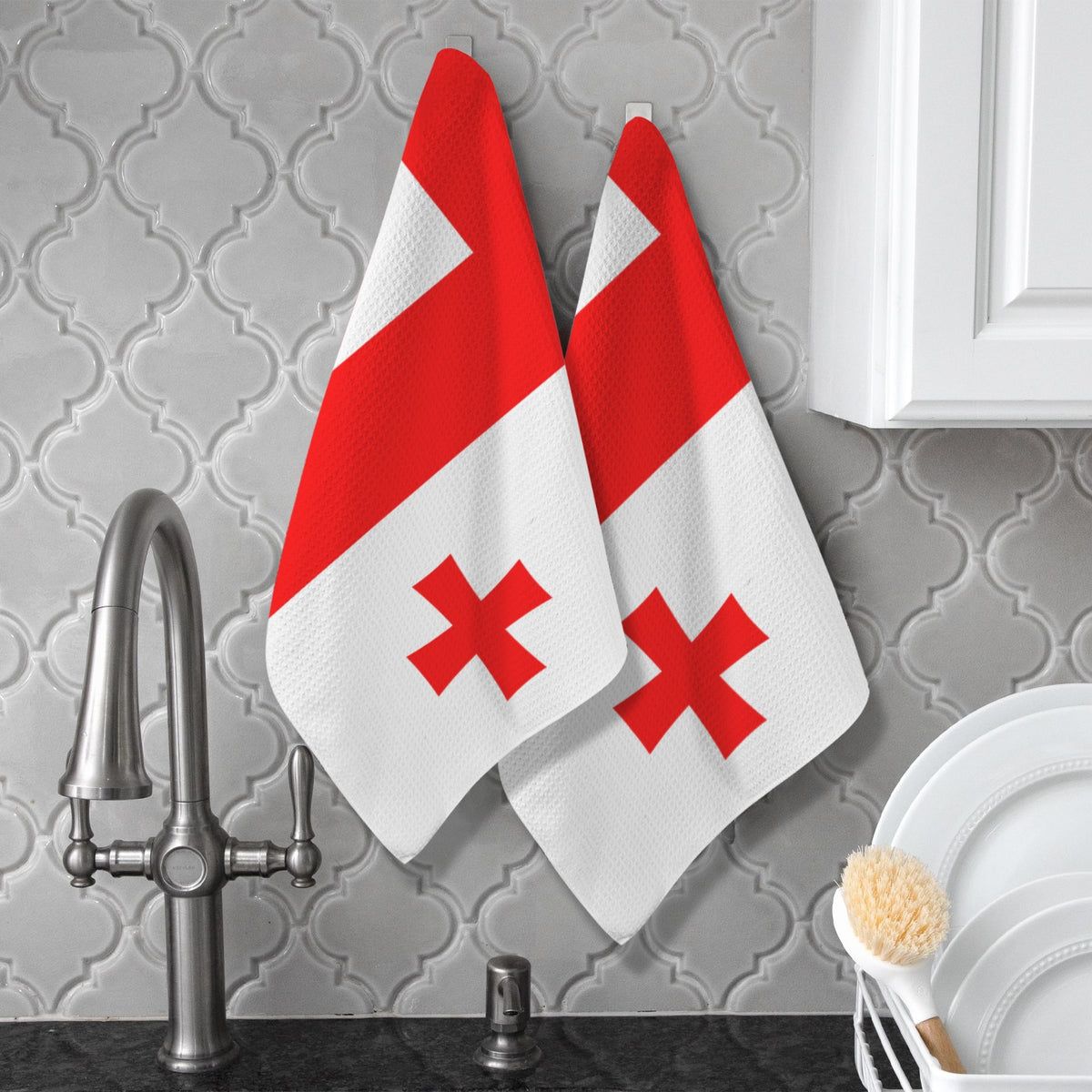 Georgia Flag Inspired Kitchen Towel 40X60cm (Pack of 2) | Printed In the USA