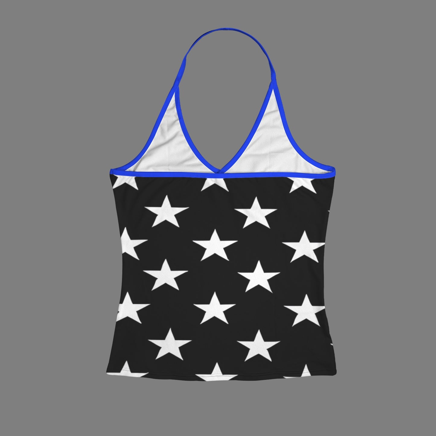 Thin Blue Line Flag Inspired V-neck Halter Open Back Tank Top