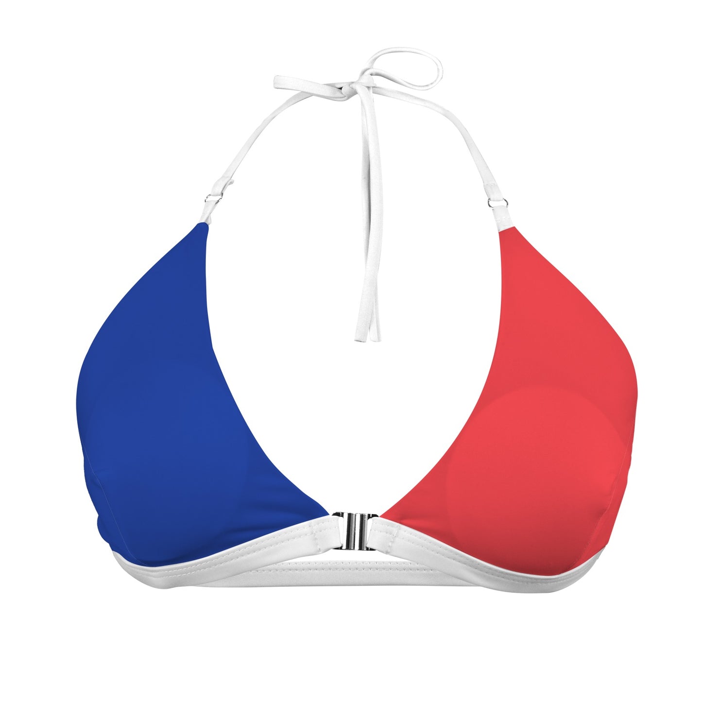 France Flag Inspired Front Buckle Triangle Bikini Top