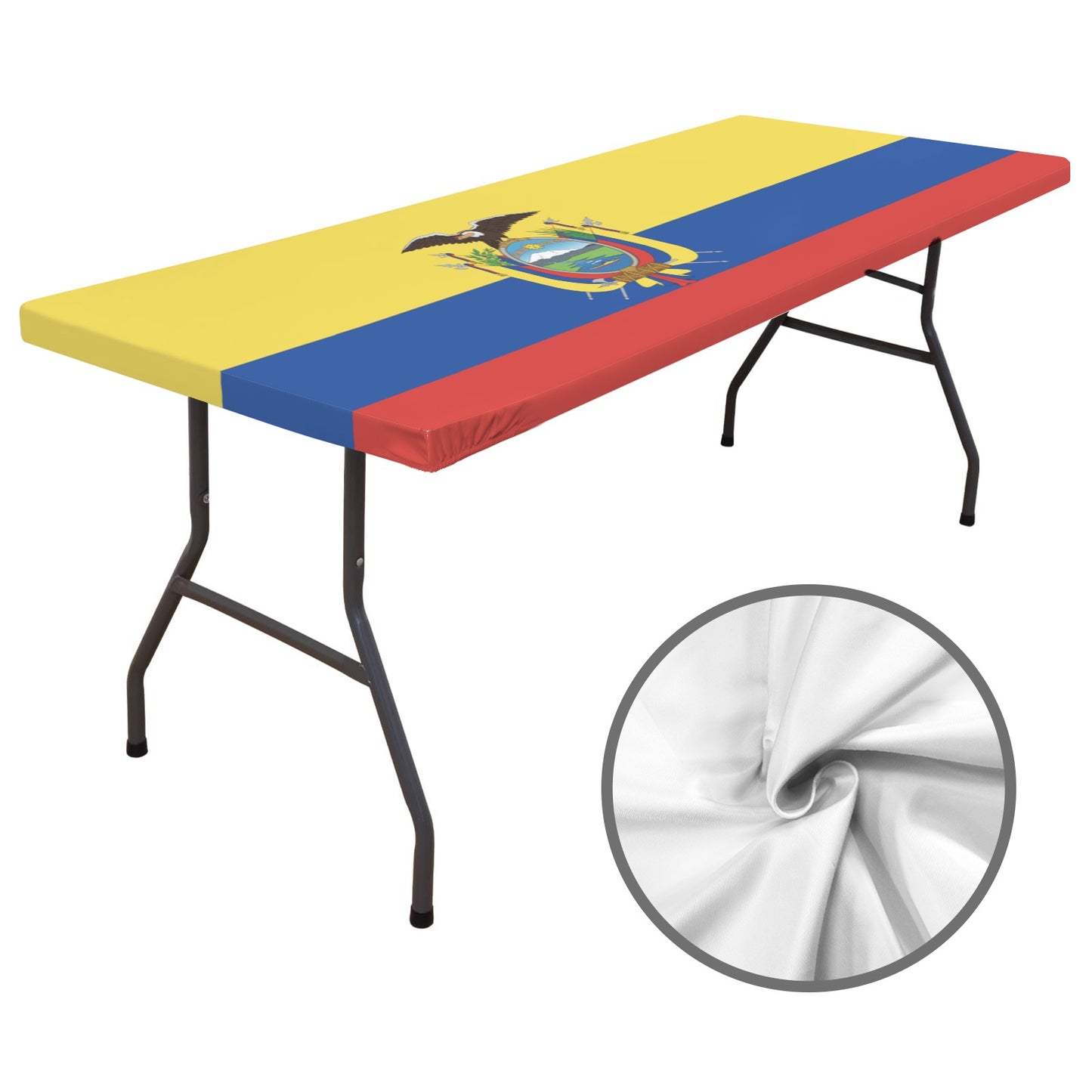 Ecuador Flag Inspired Custom Elastic Fitted Tablecloth 72x30 inch (Made in the USA)