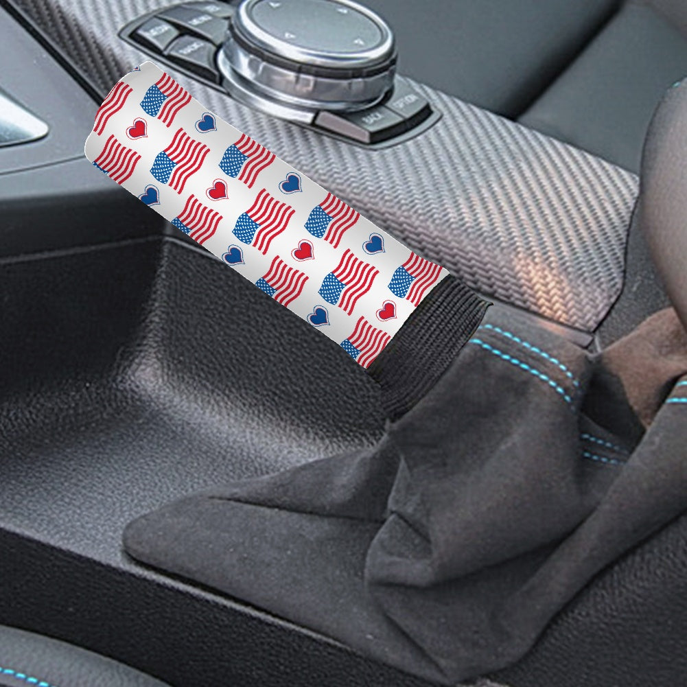 USA/American Flag Inspired Flag & Hearts Pattern Gear Lever Cover+Hand Brake Cover