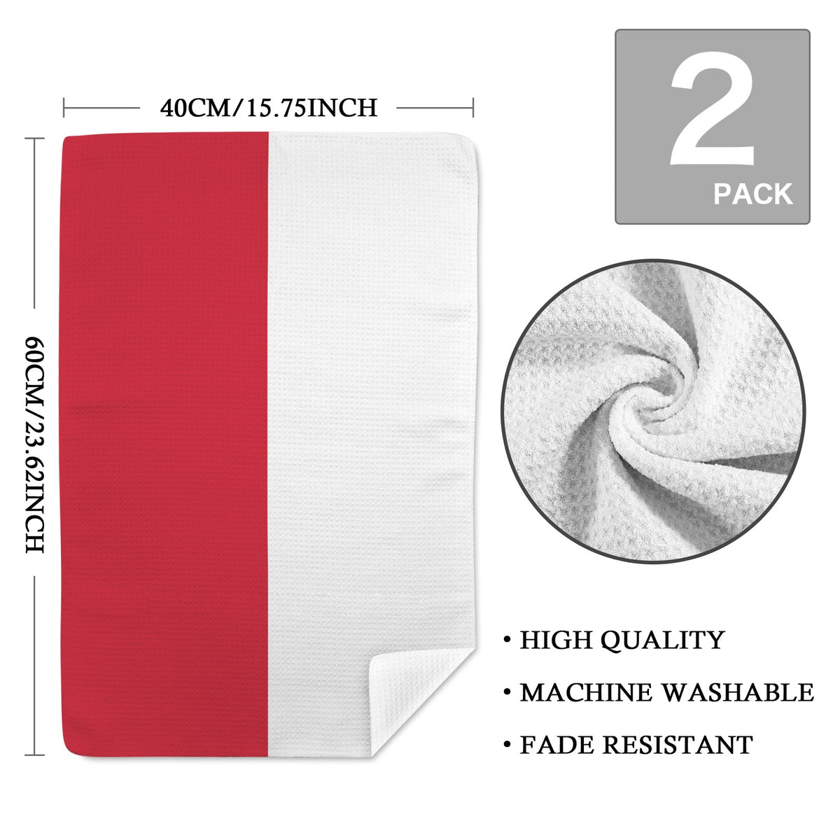 Monaco Flag Inspired Kitchen Towel 40X60cm (Pack of 2) | Printed In the USA