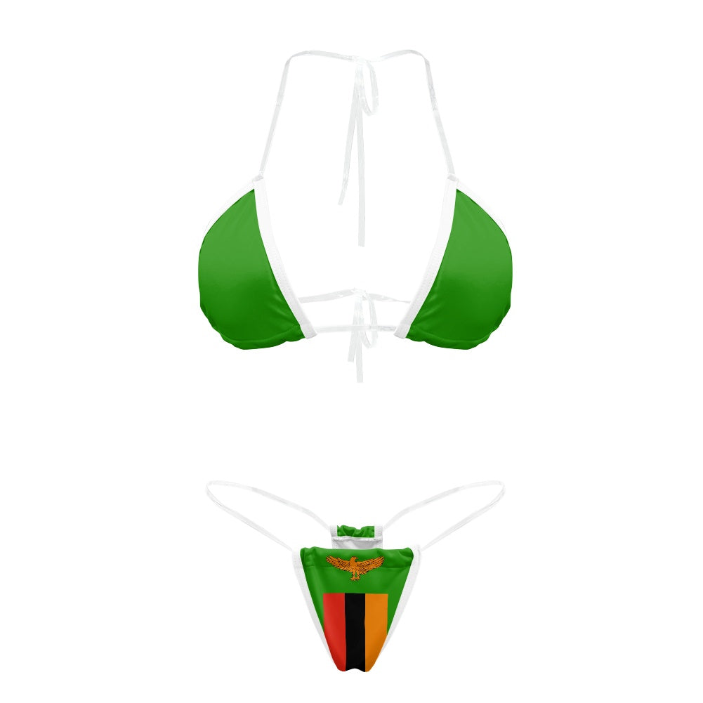 Zambia Flag Inspired Transparent String Bikini