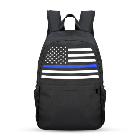 Thin Blue Line Flag Inspired Casual Backpack Printed in the USA