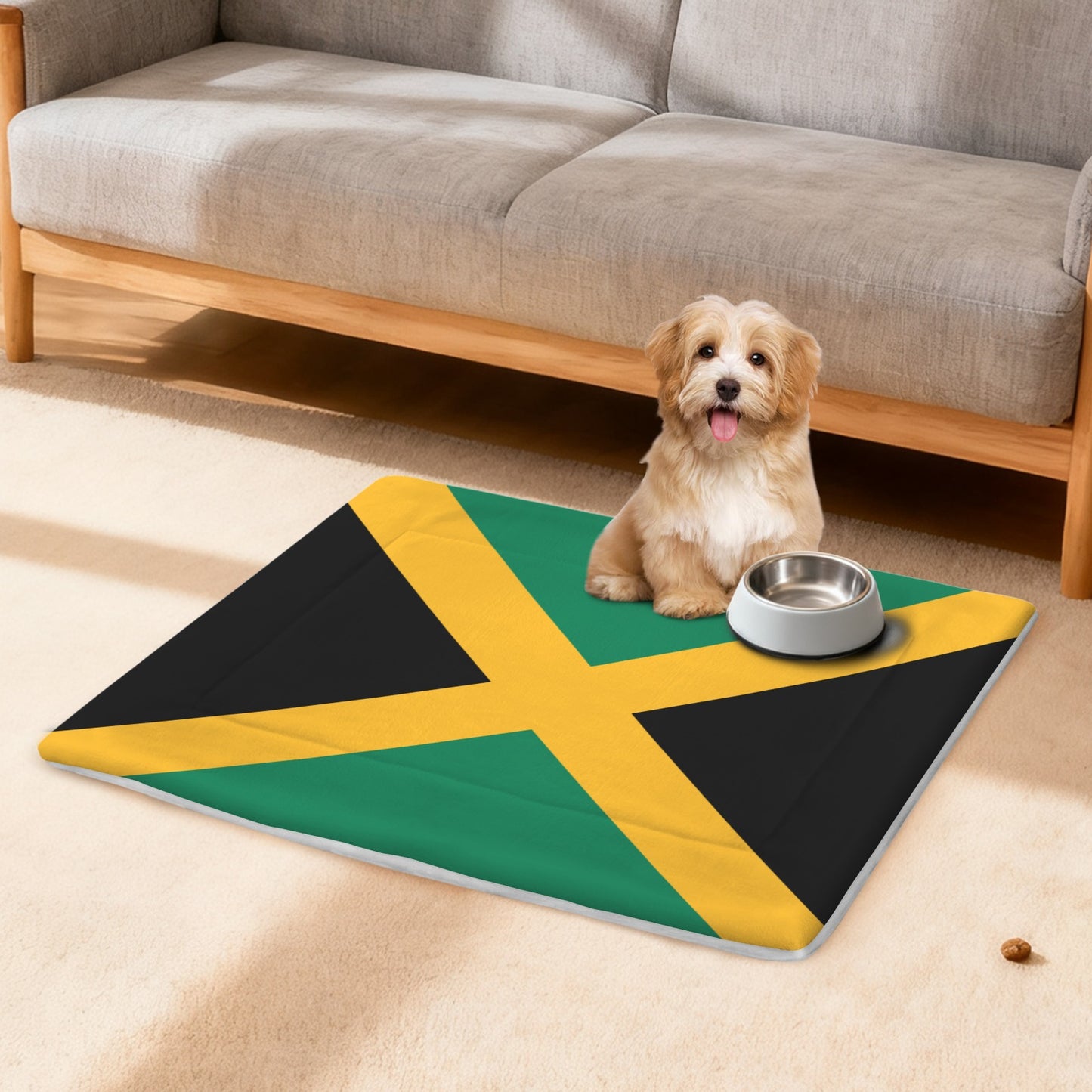 Jamaica Flag Inspired Pet Mat 25x18inch (Made in the USA)