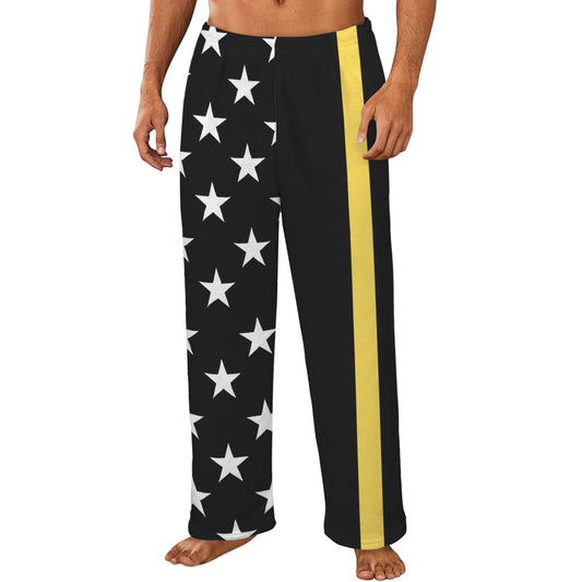 Thin Gold Line Flag Inspired Style-2 Men's Flannel Pajama Trousers Printed in the USA