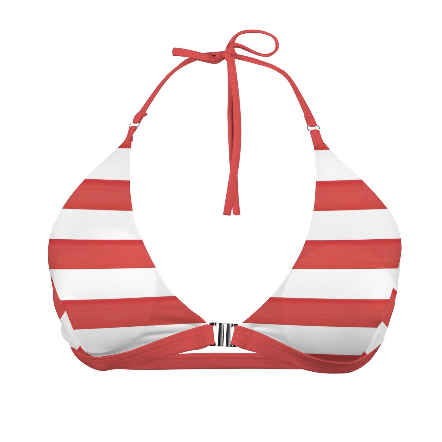 USA/American Flag Inspired Women's Halter Bikini Top with Front Buckle (Stripes)