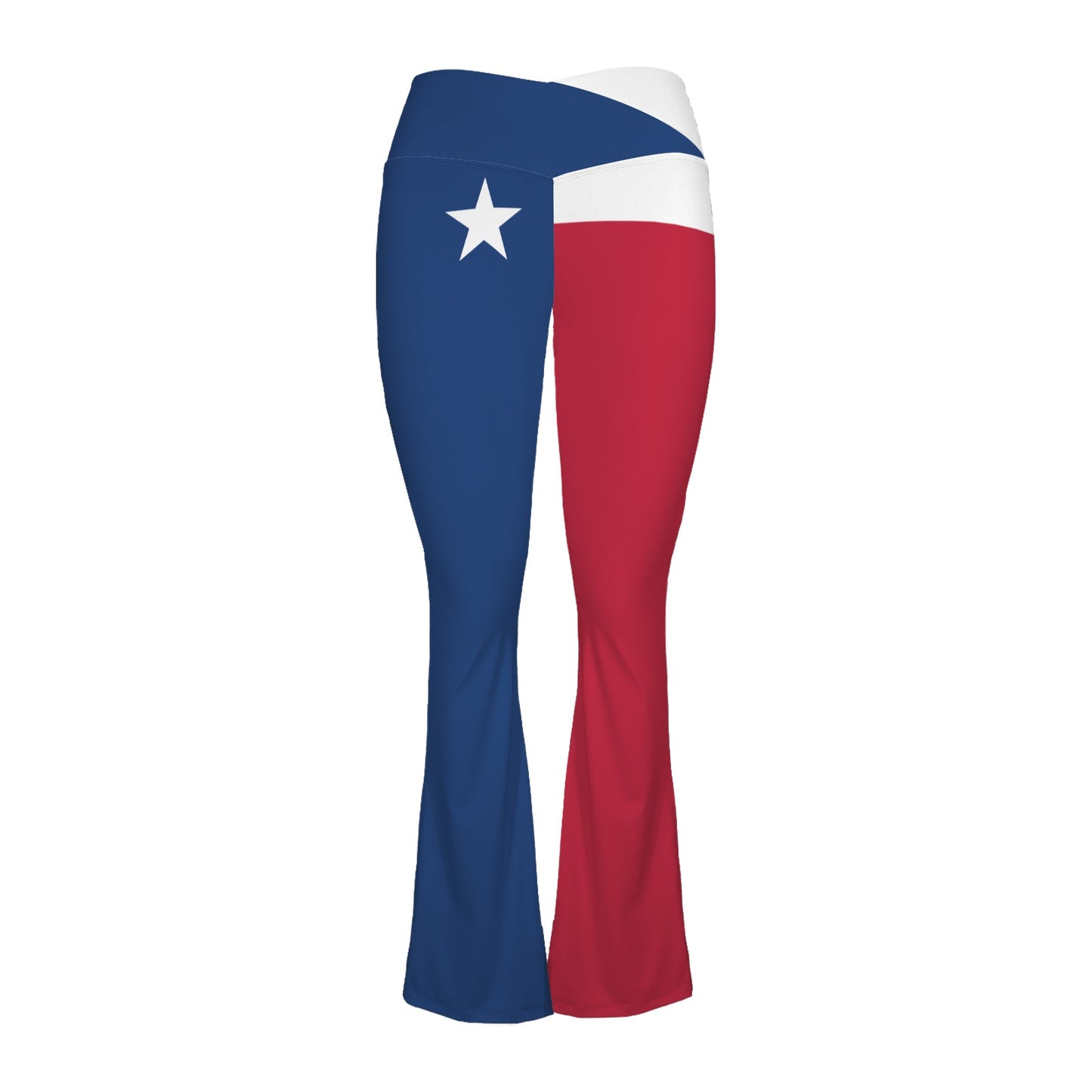 Texas Flag Inspired Women's V-Crossover High Waisted Flare Leggings