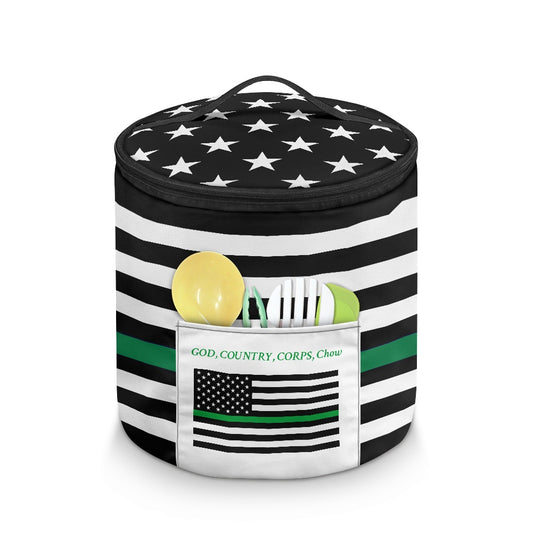Thin Green Line Flag Inspired Marine Corps "GOD, COUNTRY, CORPS, chow" Electric Pressure Cooker Insulation Bag