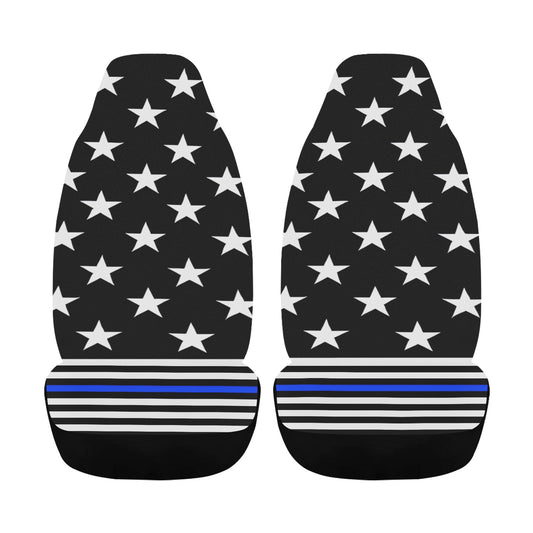 Thin Blue Line Flag Car Seat Cover Airbag Compatible(Set of 2)