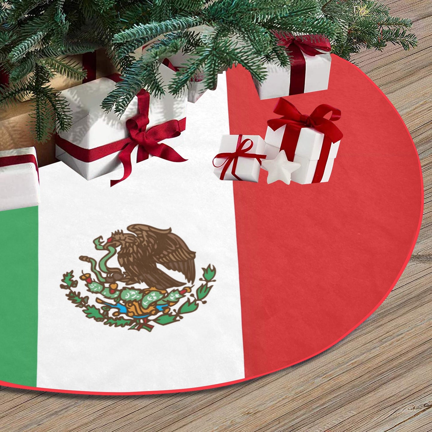 Mexico Flag Thick Christmas Tree Skirt 47" x 47"
