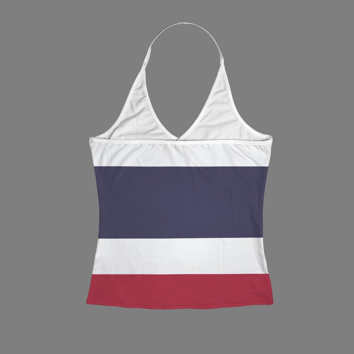 Thailand Flag Inspired V-neck Halter Open Back Tank Top