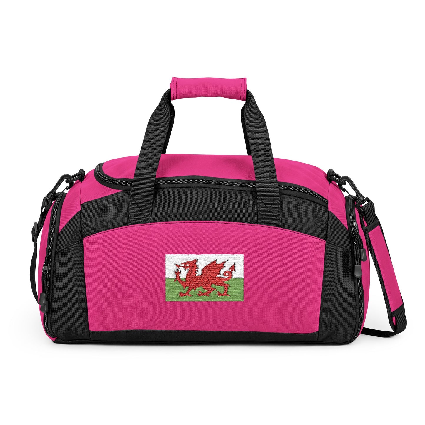 Wales  Flag Gym Bag — Black Duffle with Embroidered Wales Flag