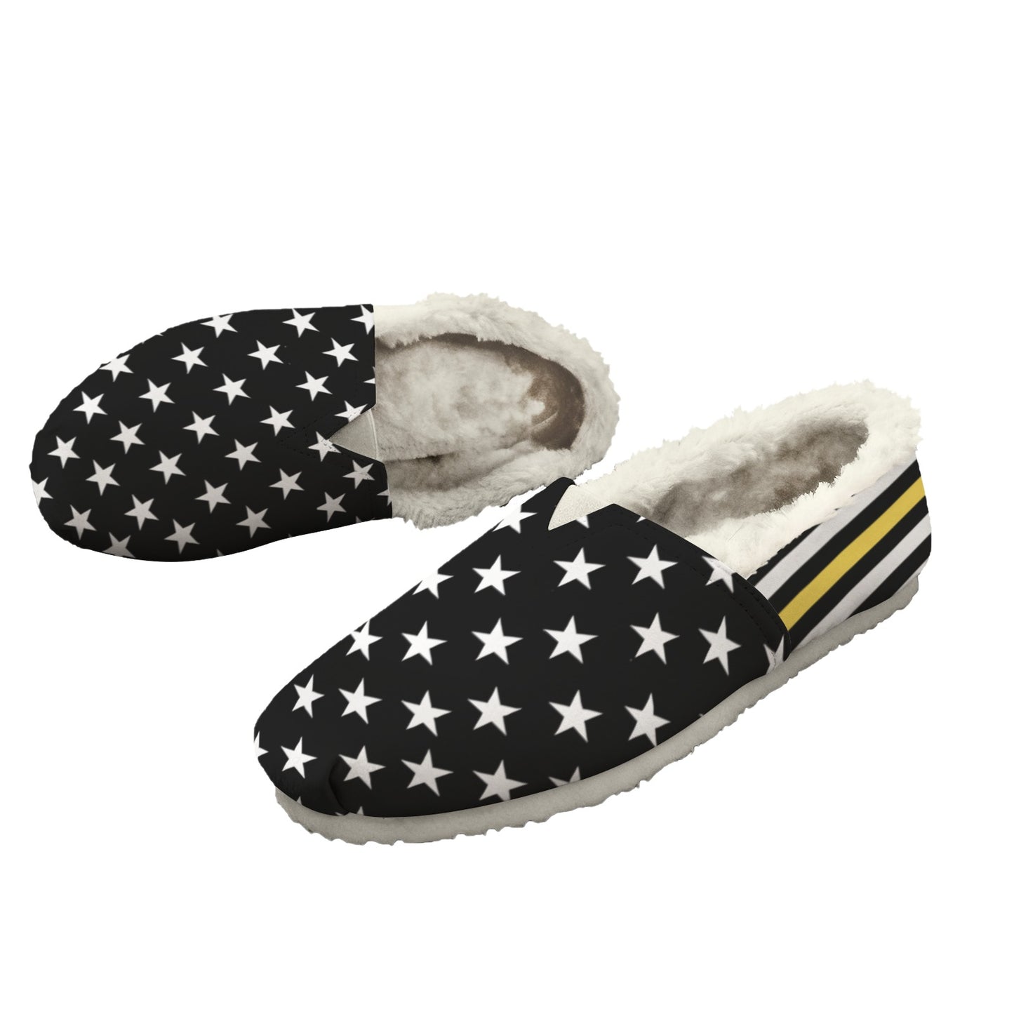 Thin Gold Line Flag Inspired Women's Fleece-Lined Canvas Slip-On