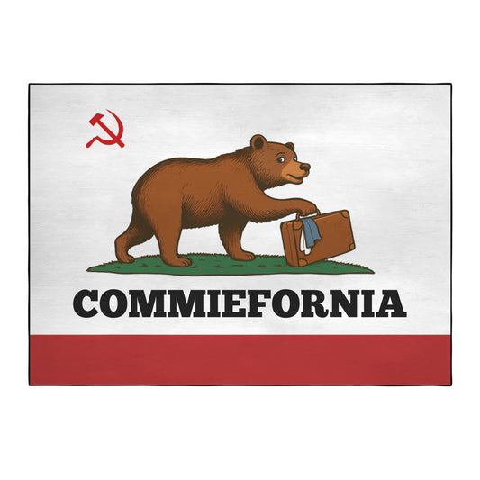California Flag Inspired (COMMIEFORNIA) 84x60 Inch Area Rug with Black Binding (Made in the USA)