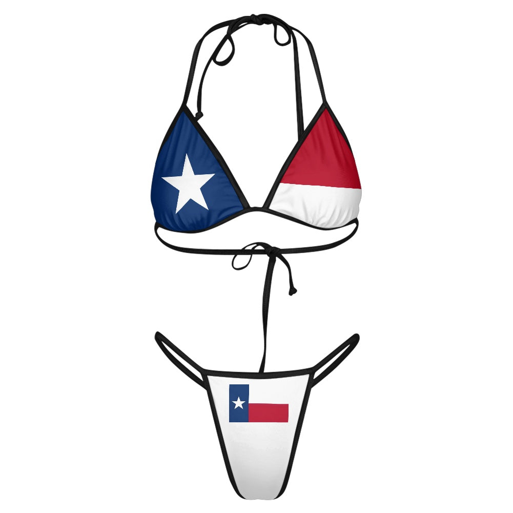 Texas Flag Inspired Women's Triangle Bikini with Thong Bottom