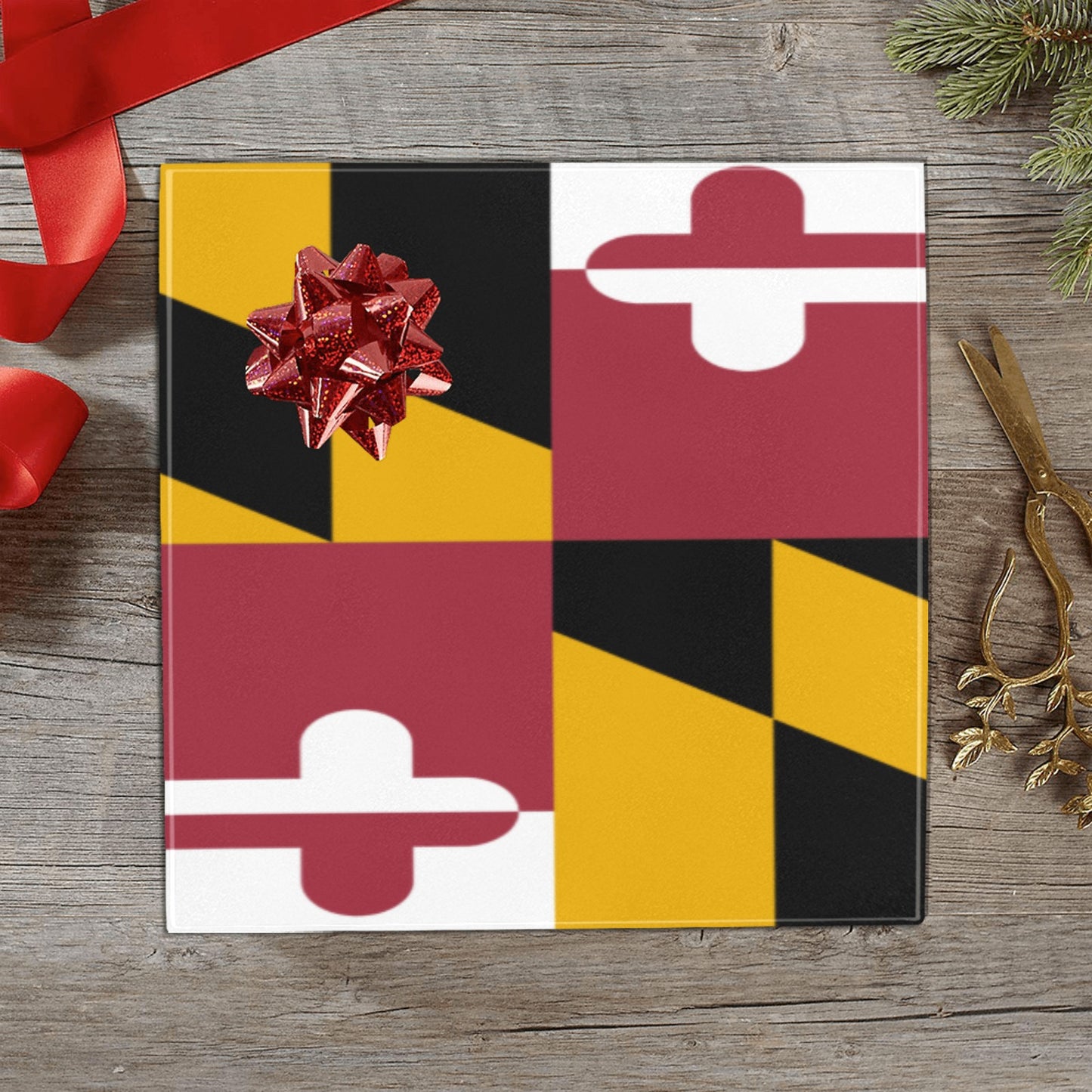 Maryland Flag Inspired Custom Gift Wrapping Paper 58"x 22.5" (4 Rolls)