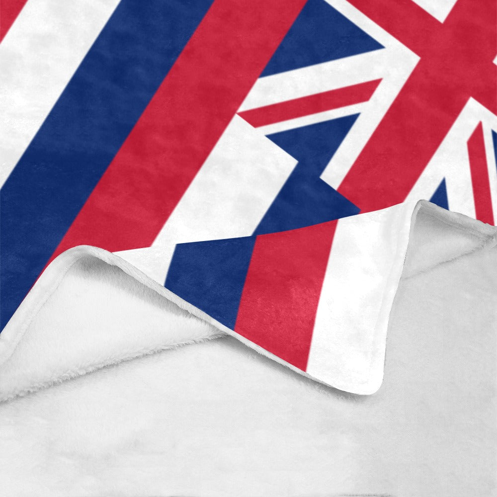 Luv My Flag blanket featuring Union Jack design, fleece-lined.