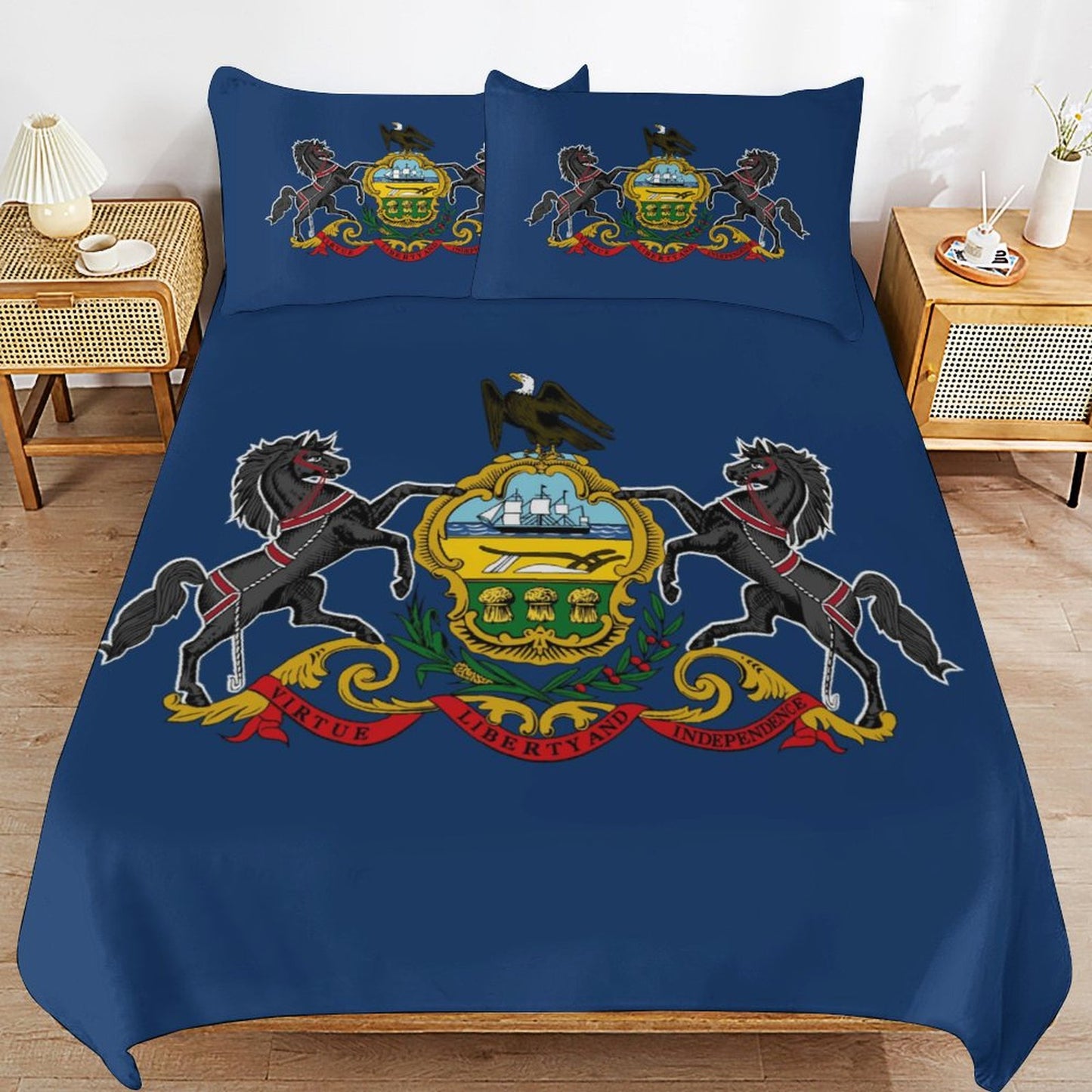 Pennsylvania Flag Inspired 3-Piece Bedding Set (1 Duvet Cover + 2 Pillow Shams) – 102"×90"