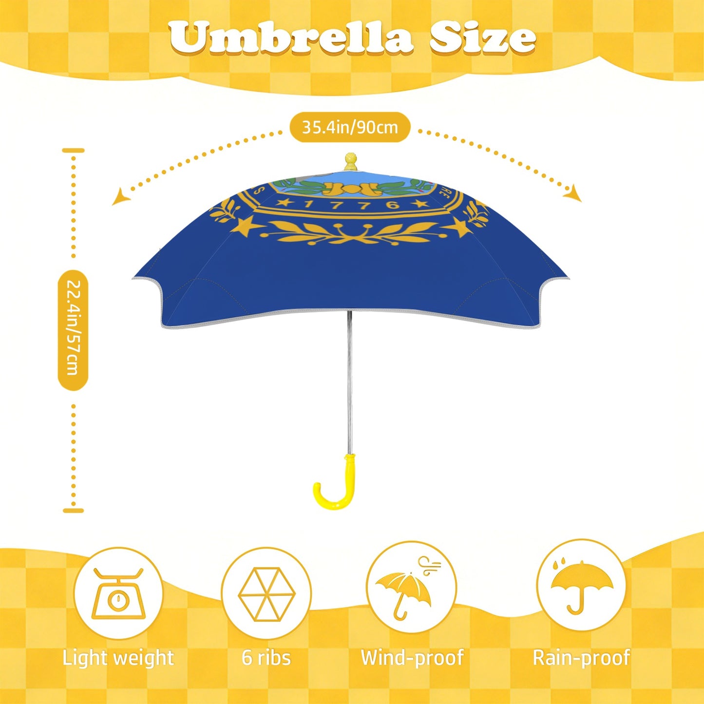 New Hampshire Flag Inspired Kids Safe Round Corner Umbrella