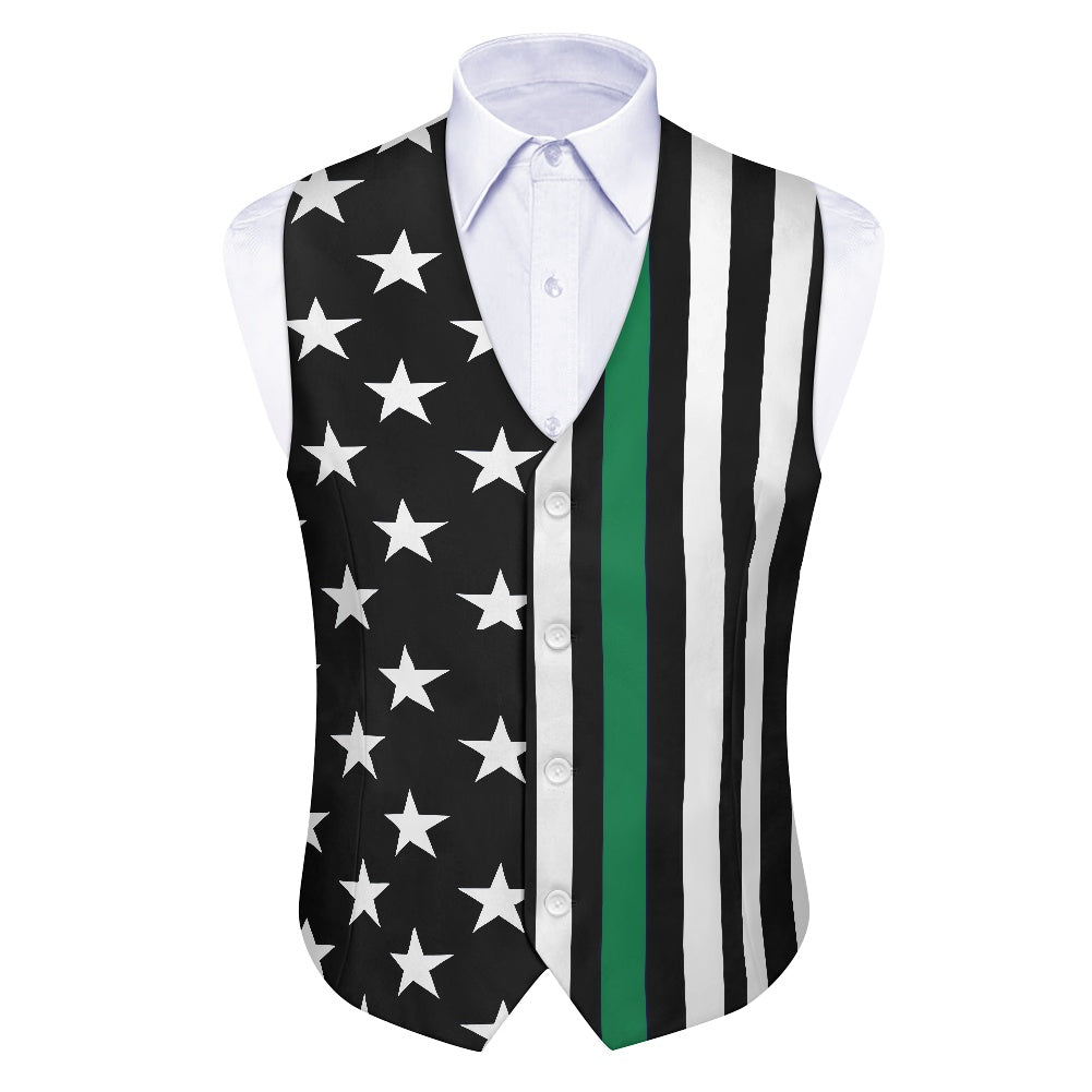 Thin Green Line Flag Inspired Suit vest jacket
