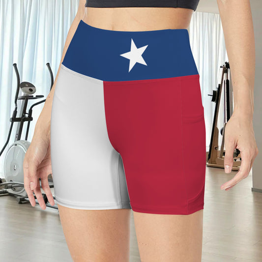 Texas Flag Inspired Pocket Yoga Active Shorts