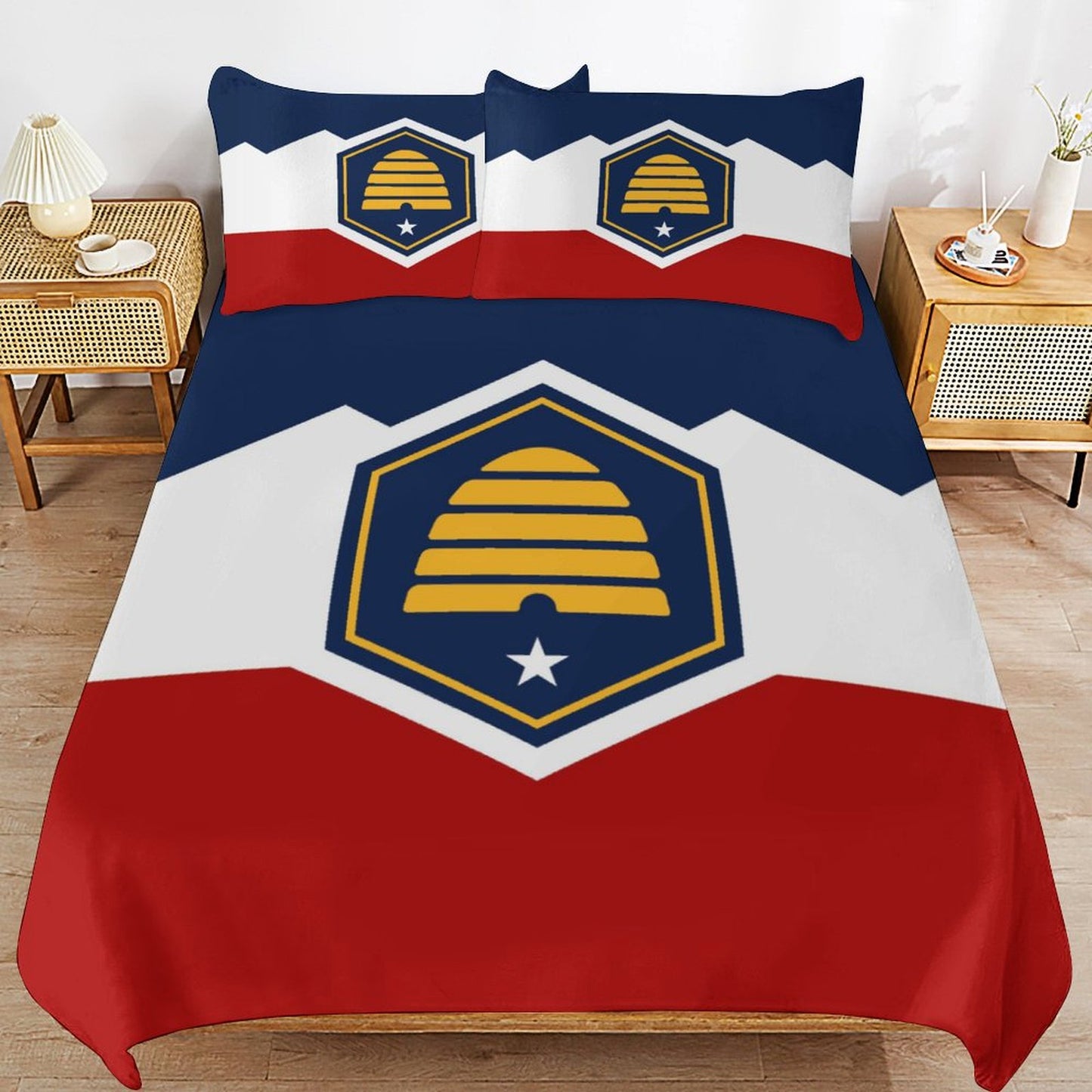 Utah Flag Inspired 3-Piece Bedding Set (1 Duvet Cover + 2 Pillow Shams) – 102"×90"