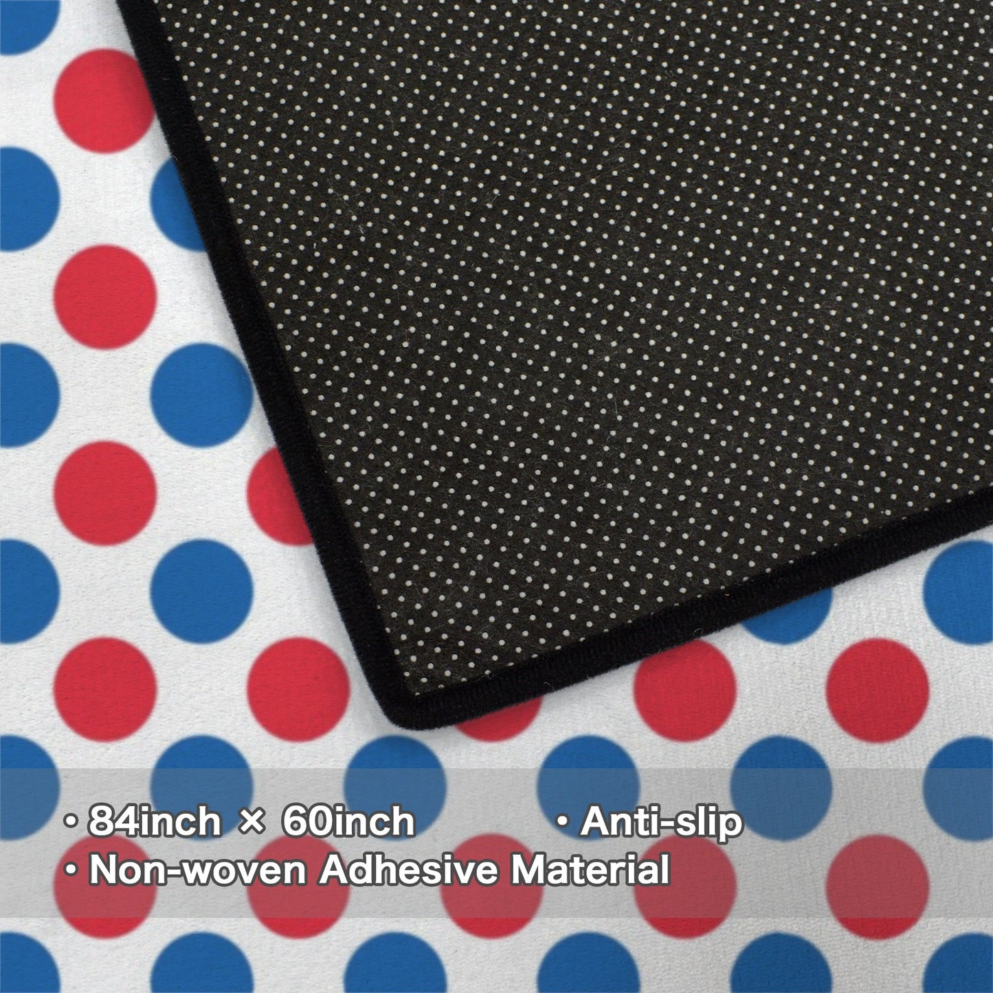 USA/American Flag Inspired Polka Dot Pattern 84x60 Inch Area Rug with Black Binding (Made in the USA)