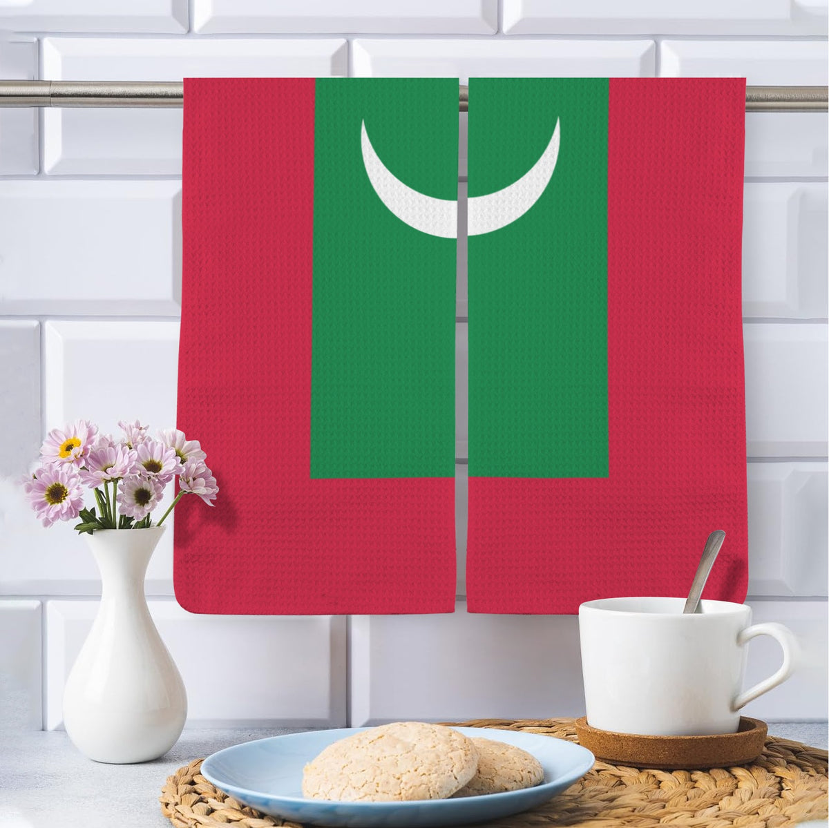 Maldives Flag Inspired Kitchen Towel 40X60cm (Pack of 2) | Printed In the USA