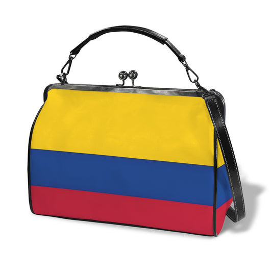 Colombia Flag Inspired Kisslock Crossbody Shoulder Bag-Large