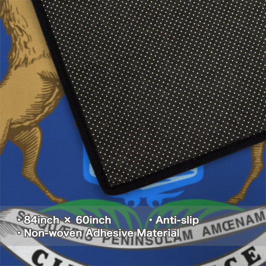 Michigan Flag Inspired 84x60 Inch Area Rug with Black Binding (Made in the USA)