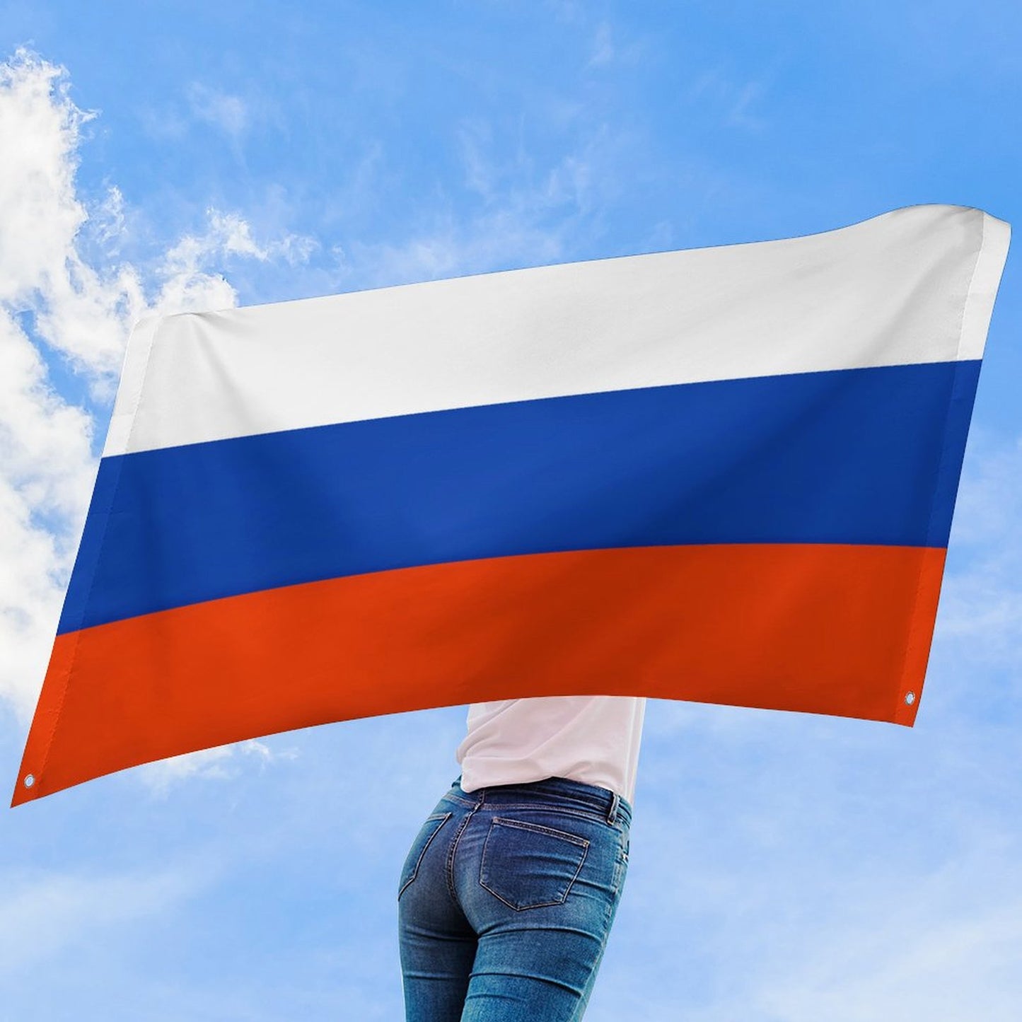 Russia Flag Inspired Wall Mount Flag with Four Grommets (35x59 in)