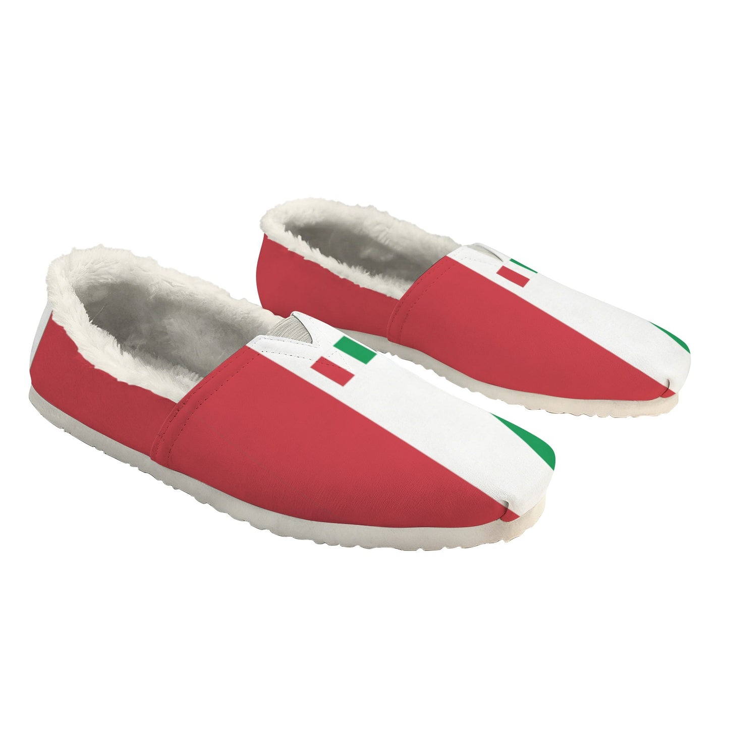 Italy Flag Inspired Women's Fleece-Lined Canvas Slip-On